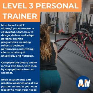 🚀 Elevate your fitness career with our Level 3 Personal Training Course! Must have Level 2 Fitness/Gym instructor qualification. Learn to design personalised programs, reflect on performance, and more. 📚 Online theory at your pace. Book assessments locally. Ready to level up? Check the following link https://achievemoretraining.com/courses-qualifications/leisure-fitness 💪🎓 Seize your spot now! #PersonalTraining #FitnessCareer #AchieveMoreTraining
